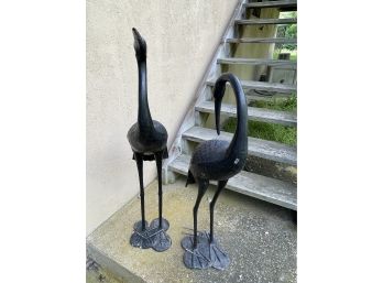Two Large Heron Lawn / Garden Sculptures