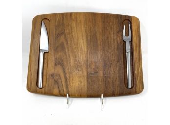 Danish Mid Century Modern Cheese Board With Matching Serving Fork And Knife By Digsmed