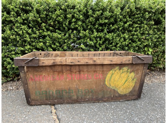 Antique Banana Crate With Iron Handles
