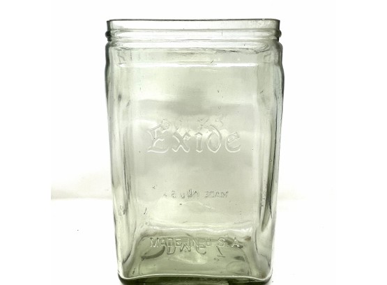 Early 1900's Exide Storage Glass Battery Jar - No Lid