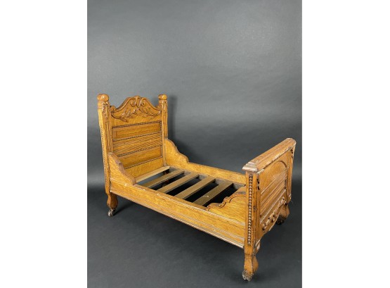 Victorian Oak Miniature Bed Salesman Sample? Great Detail