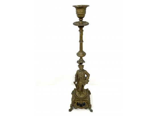 Antique French Bronze Figural Candlestick Holder 15.5'