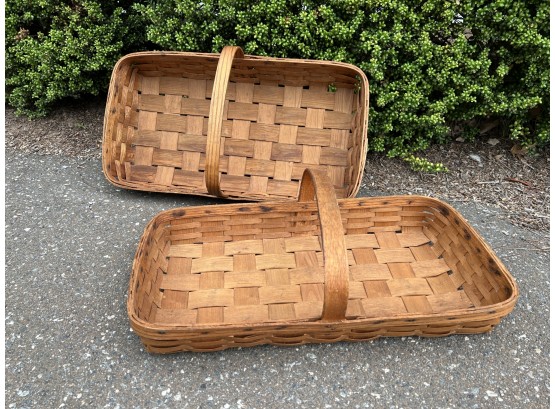 Pair Of Large Antique Gathering Baskets
