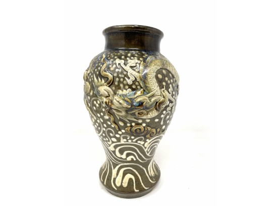 Chinese Pottery Vase With Dragon Figures