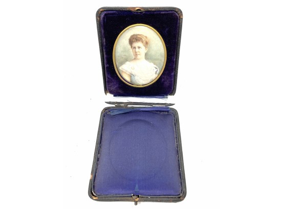Signed And Dated Hand Painted Portrait On Porcelain 1901