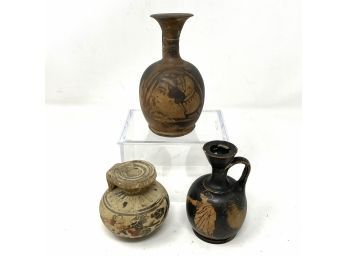Lot Of 3 Early Syrian Artifacts Vases Beautiful Detail