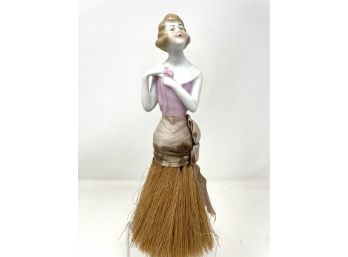 8' Art Deco Flapper Porcelain Figural Lady Brush - German