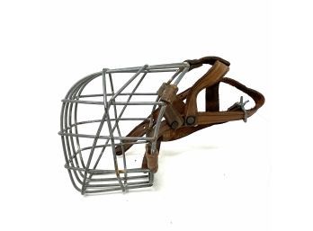Antique Metal And Leather Dog Muzzle