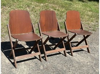 Set Of 3 Antique Deco Folding Chairs