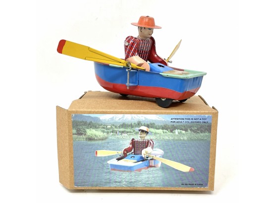 Vintage Row Boat Tin Toy In Original Box