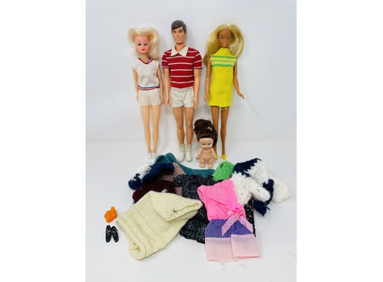 Collection Of Vintage Barbie And Ken Dolls As Pictured With Accessories