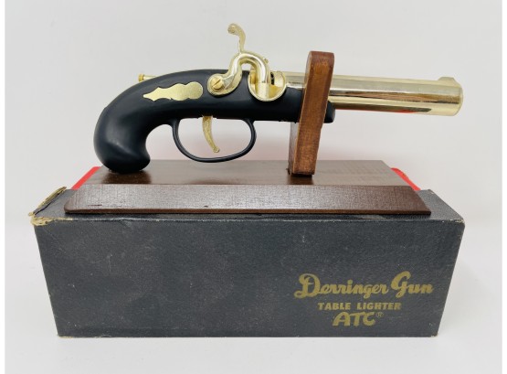 Vintage Derringer Gun Table Lighter Modern With Box