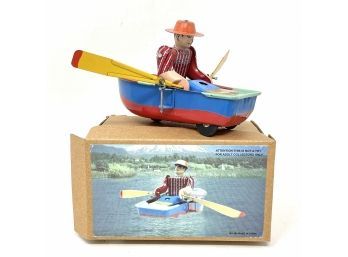Vintage Row Boat Tin Toy In Original Box