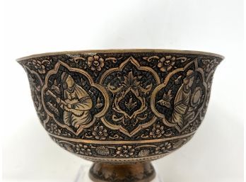 Very Heavy Indonesian Hand Tooled Copper Bowl