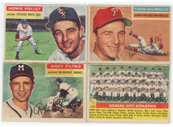 Lot Of 4 1956 Topps Baseball Cards