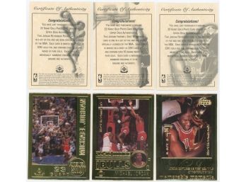 Lot Of 3 1999 Upper Deck Michael Jordan 22kt Gold Foil Cards