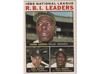 1964 Topps 1963 National RBI Leaders Hank Aaron Ken Boyer Bill White