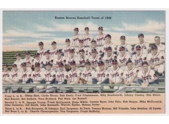 Vintage 1948 Boston Braves Team PostCard