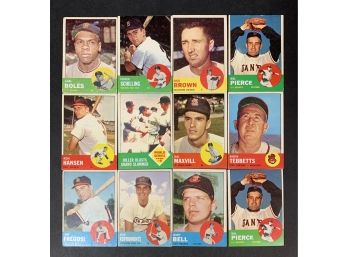 Lot Of 12 1963 Topps Baseball Cards
