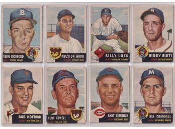 Lot Of 8 1953 Topps Baseball Cards