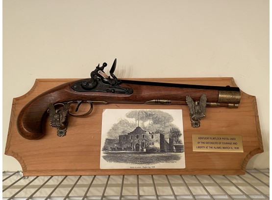 Kentucky Flintock Pistol Replica - The Alamo Collection Framed Set