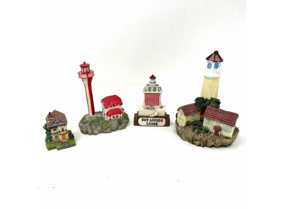 Collection Of 4 Lighthouse And Travel Figures Including One By Lefton