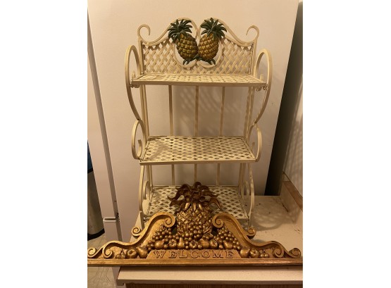 Collapsible Pineapple Wall Shelf And Pineapple Welcome Sign