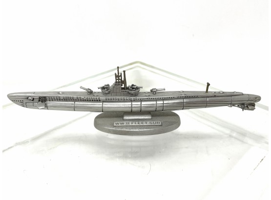 Pewter Submarine Figure By Collector's Case