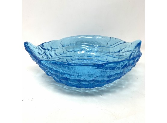 Large Blue Glass Centerpiece Bowl