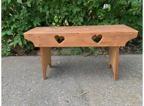 Small Wooden Bench With Heart Cutouts 33'w  17'h  10.5'd