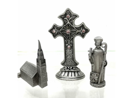 Collection Of Religious Figures In Pewter