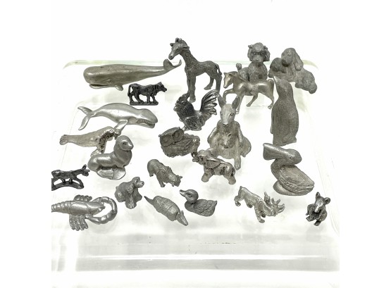 Large Collection Of Figural Animals In Pewter
