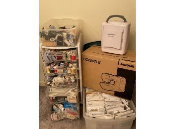 Large Sewing Lot With Brand New Janome DC-2007 LE Computerized Sewing Machine