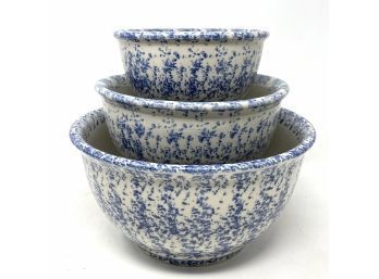Spongeware Pottery Nesting Bowls - As Pictured