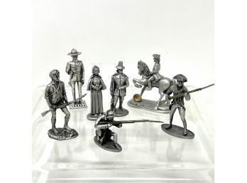 Collection Of Pewter Figures Depicting Colonial Folk Some By Plymouth Pewter And W. A. P. W Of Great Britain
