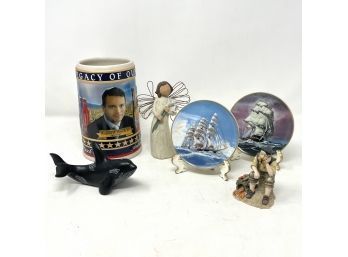 Lot Of Nautical Decor Items And Willow Tree Figurine