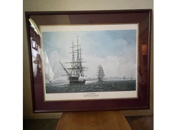 Framed Print Of Old Ironsides In Boston Harbor - Signed