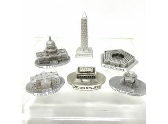 Collection Of Pewter Figures Of United States Monuments And Political Buildings
