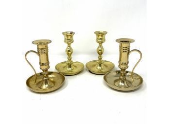 Collection Of Brass Candlestick Holders