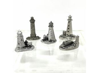 Collection Of 5 Pewter Lighthouses