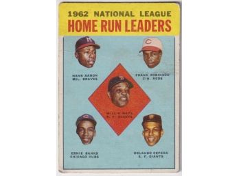 1963 Topps NL Home Run Leaders Hank Aaron Willie Mays Frank Robinson Ernie Banks Cepeda