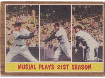 1962 Topps Stan Musial Plays 21st Season