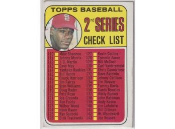 1969 Topps 2nd Series Checklist Bob Gibson