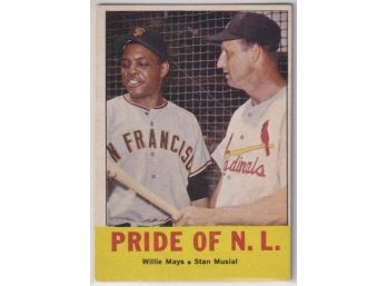 1963 Topps Pride Of NL Willie Mays Stan Musial