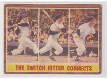 1962 Topps Mickey Mantle The Switch Hitter Connects