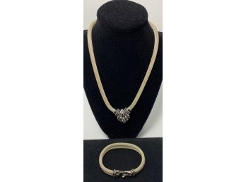 Matching Sterling Silver Necklace And Bracelet Set