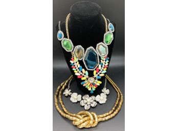 Lot Of (4) Impressive Costume Jewelry Necklaces