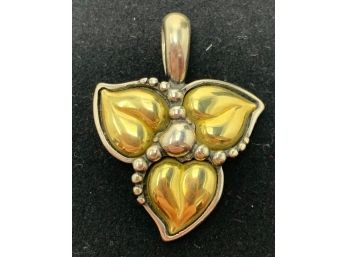 Signed Ann King Sterling And 18K Floral Pendant