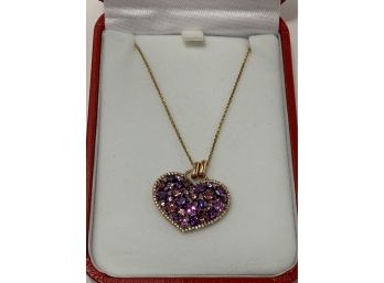 14K Gold Heart Pendant With 14K Gold Chain