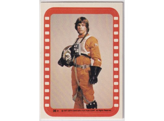 1977 Star Wars Sticker Card Luke Skywalker